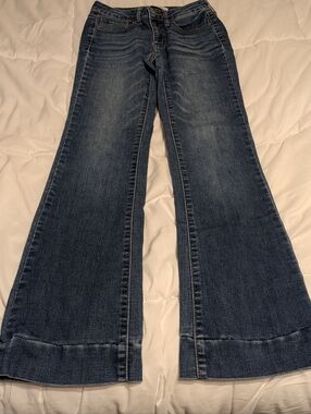 SO Dark Blue Flare Jeans with Cuffed Hem